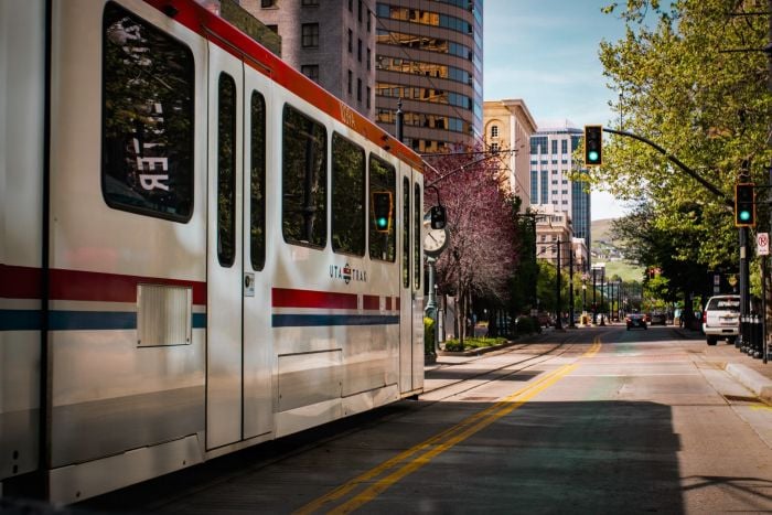 UTA Rail system in downtown SLC
